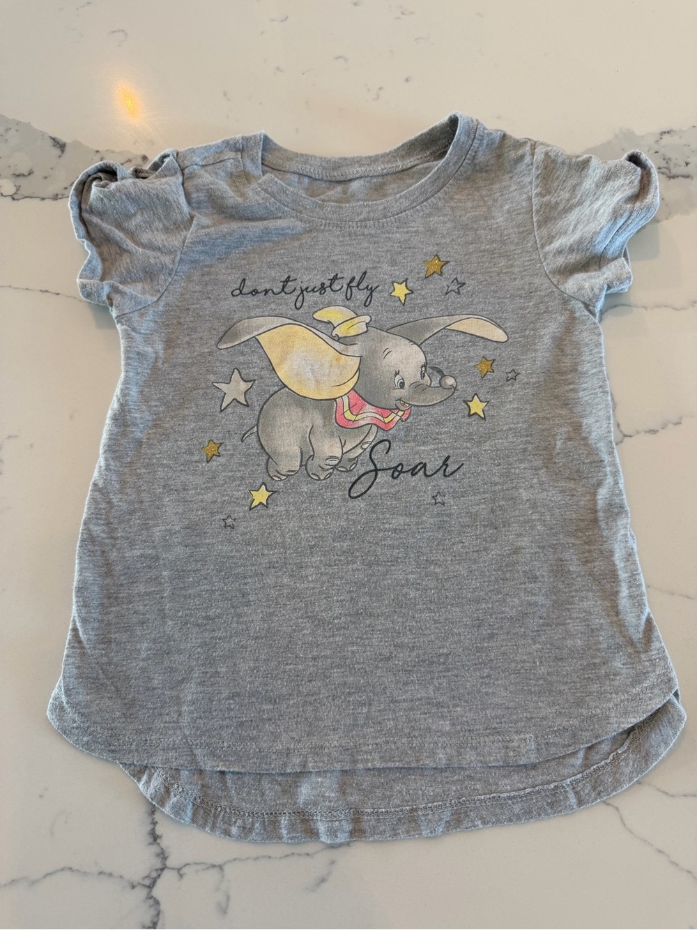 Disney Gray Dumbo Short Sleeve Tee with Yellow & Pink Accents